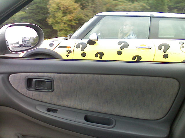Question Mark Guy in his car