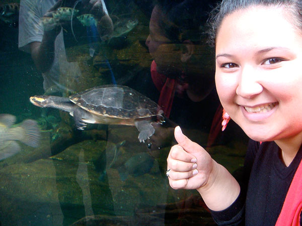 Kristina and a turtle