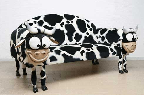 Goofy cow sofa.