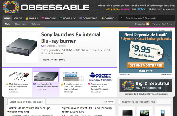 Obsessable Homepage Screenshot