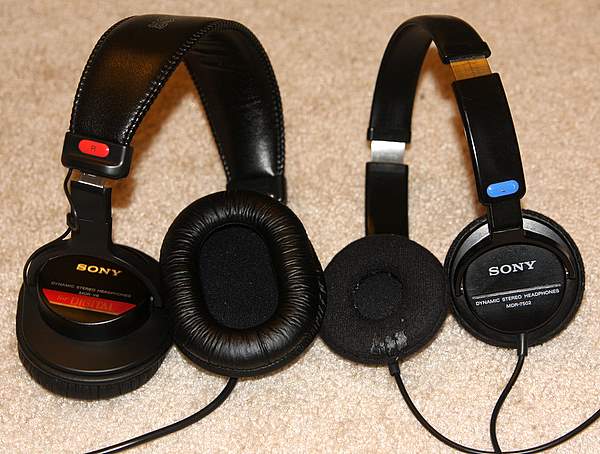 Sony MDR-V6 and Sony MDR7502 headphones side by side.