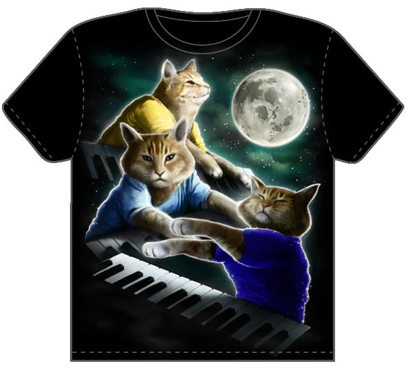 Three Keyboard Cat Moon T-shirt from Threadless.com