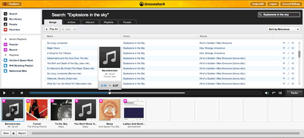 Grooveshark 2.0 Screenshot